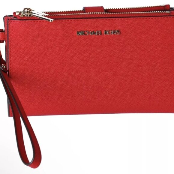 Michael Kors NWT Jet Set Travel Large Leather Wallet -  Bright Red - Picture 4 of 10